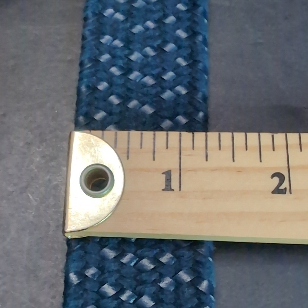 Ted Baker Men's Stretch Blue Woven/Leather Belt,S/M. - Picture 9 of 9